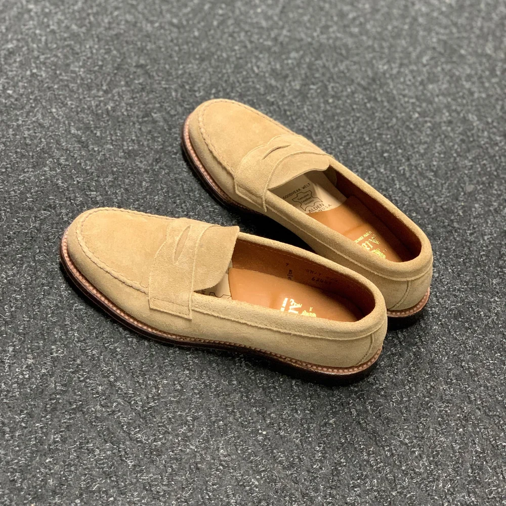 Alden 6244F スエードローファー 6244F - Unlined Leisure Hand Sewn in Tan Suede – ALDEN SHOES